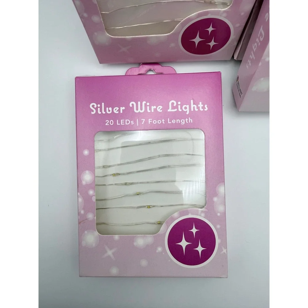 Brilliant Innovations Silver Wire Fairy Lights 20 LED 7ft Battery Operate 4 Pack